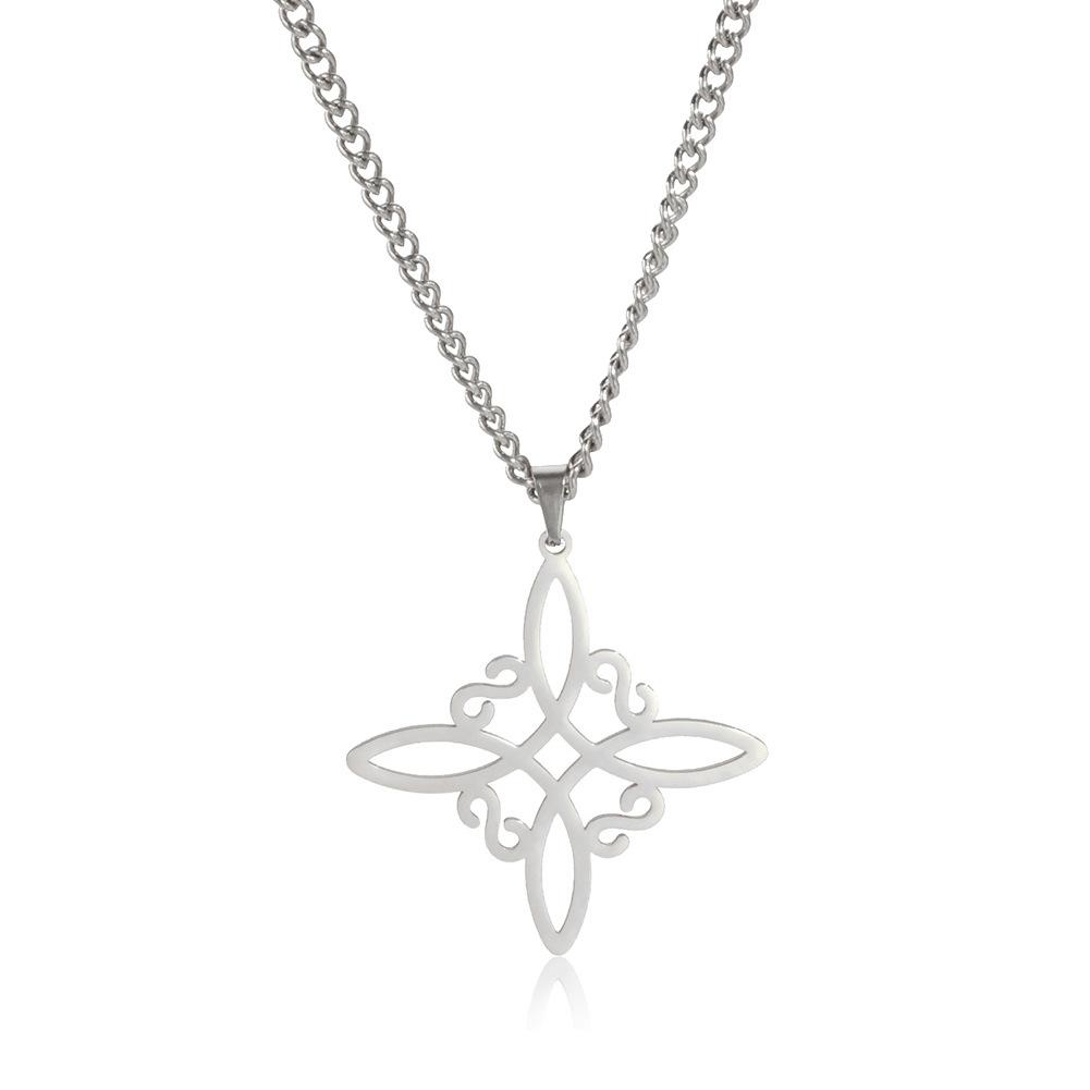 Celtic Knot Titanium Steel Pendant with Cutout Design Square Shape Food Grade Necklace for Women