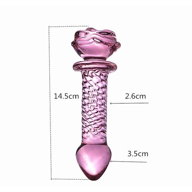 Pink Rose Smooth Anal Beads Butt Plug Glass Dildo Non Vibrating Butt Plugs