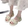 Fairy wind sandals female skirt 2025 new summer muffin platform flower beach shoes Internet celebrity Roman shoes tide