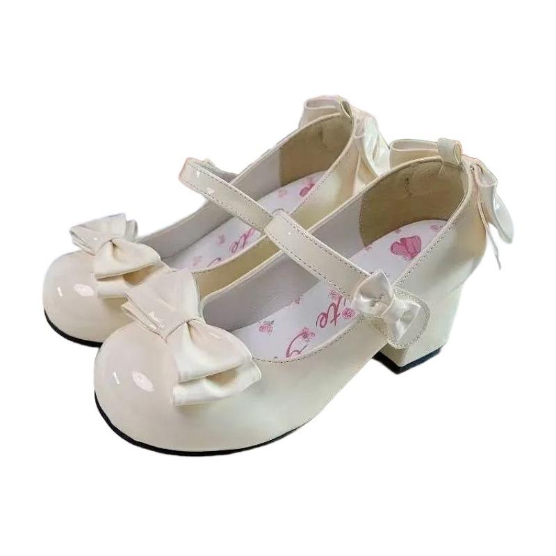 2025 Summer New Japanese Temperament Jk Round Head Bow Mary Jane Shoes Comfortable and Versatile Small Leather Shoes Women