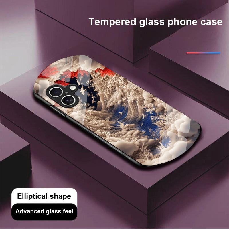 Sternennacht Foyer Für Apple iPhone 16 11 13 15 14 Pro Max 12 Mini 7 8 Plus XR X XS Elliptisch geformte Hülle aus gehärtetem Glas