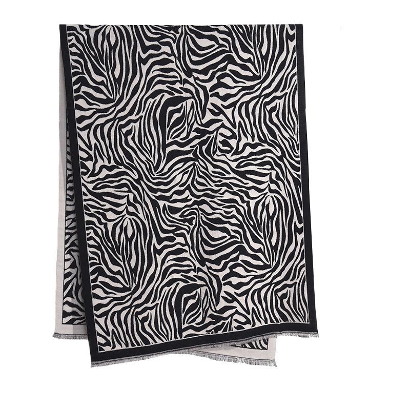 Imitation cashmere, personalized design, zebra pattern jacquard scarf, women's fashion and elegance temperament, outer shawl