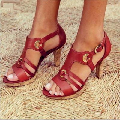 Women High Heel Sandals Ladies Sandals Comfortable Pumps Shoes Open Toe Buckle Shoes Casual Footwear