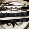 Y2K Trendy Rivet Bone Star Pendant Necklace For Women Charms Leather Choker Vintage Punk Cool Grunge Accessories Jewelry Gifts