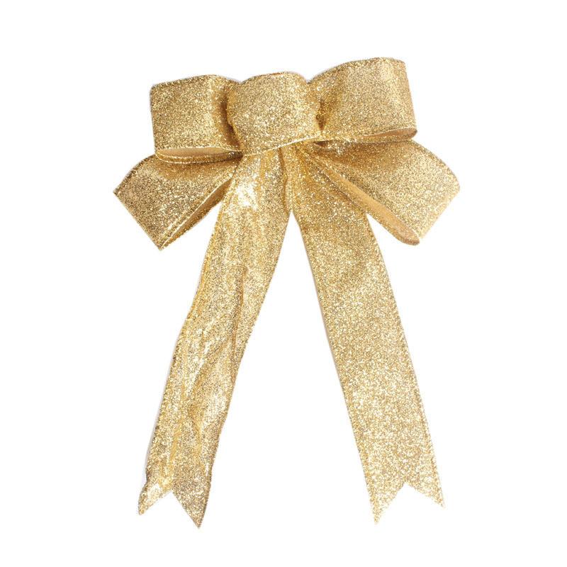 

25см Ярко-красный Рождественский бант Украшение на елку Ручная работа Сезонный декор Для атмосферы Праздничный золотой