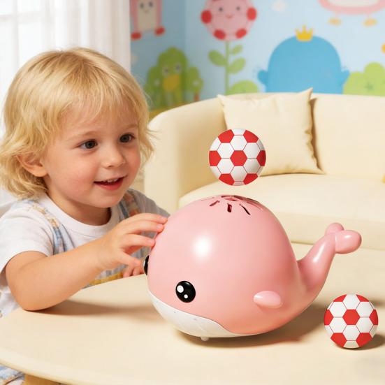 Electric Floating Ball Whale Toy with 2 Balls USB Rechargeable Babies Educational Whale Blowing Suspension Ball Interactive Toy Toddlers Boys Girls