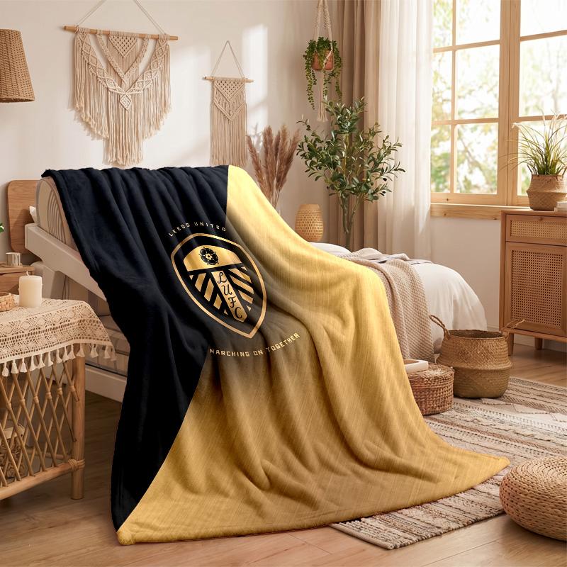 Leeds United Football Print Flannel Blanket Soft Warm Sofa Bed Throw Blanket For Home Office Bedroom