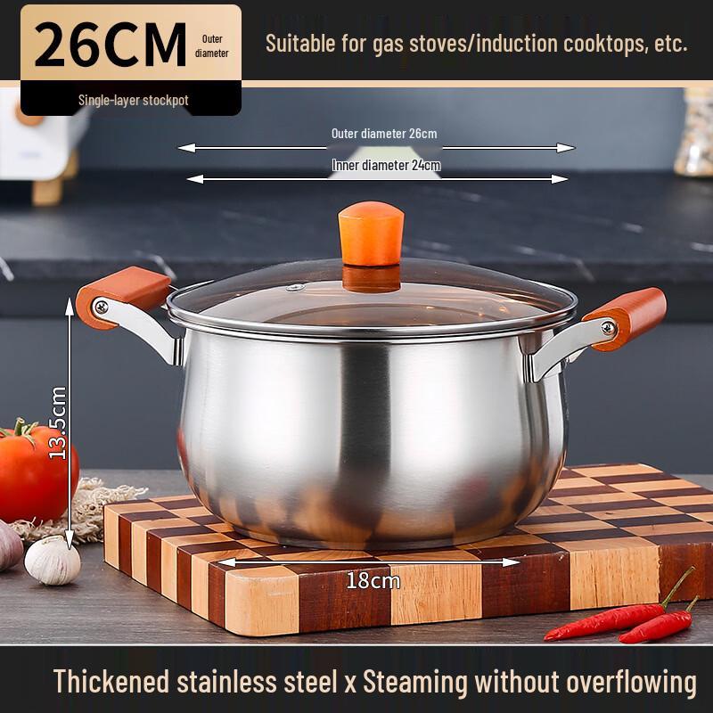 Yicang Stainless Steel Wood Handle Soup Pot