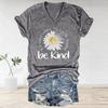 Be Kind Painting Blouses Short Sleeved V-Neck T Shirts Casual