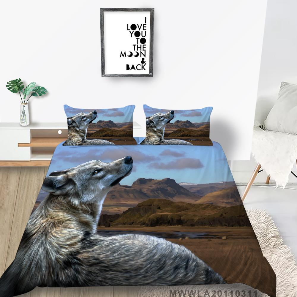 2023 New Style Comforter Cover Set 3D Wolf Printing Duvet Cover Animals Polyester Home Textiles Boys Girls Single Size Pillowcase