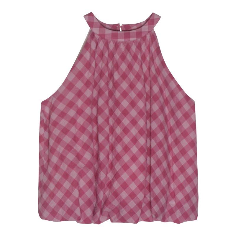 Retro Versatile Contrasting Color Plaid Sleeveless Vest for Women Summer New Sweet Loose Top