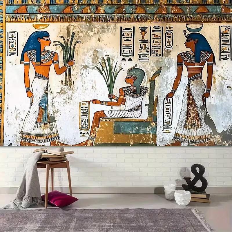 2D Antike Ägyptische Grabmalerei Kulisse Hieroglyphen & Figuren Themen-Deko Hintergrund