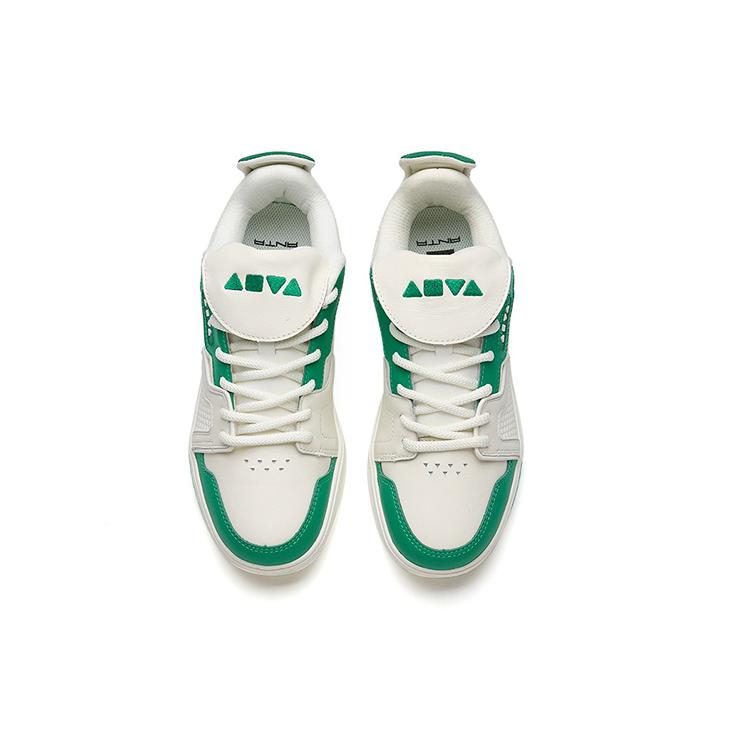 Anta Slip Resistant Abrasion Resistant Low top Skateboard Shoes Women's White Green 122238073-6