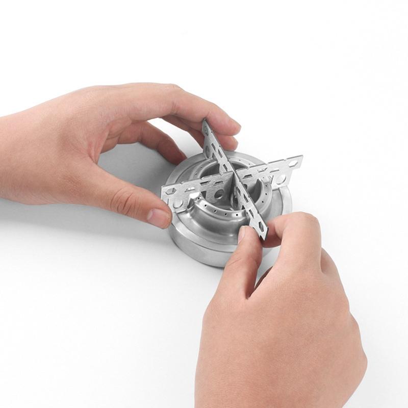 Portable Alcohol Stove with for Cross Stand Stove Rack Support Stand Outdoor Stainless Alcohol Stove and Rack Combo Set