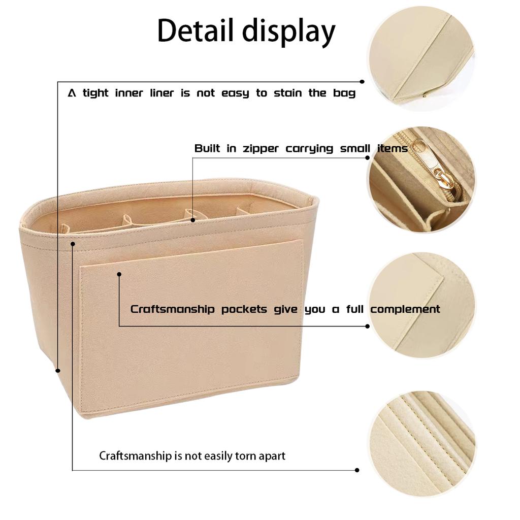 Felt Insert Lining Cosmetic Bag Fits ,Handbag Support Liner Organizer Makeup Pouch