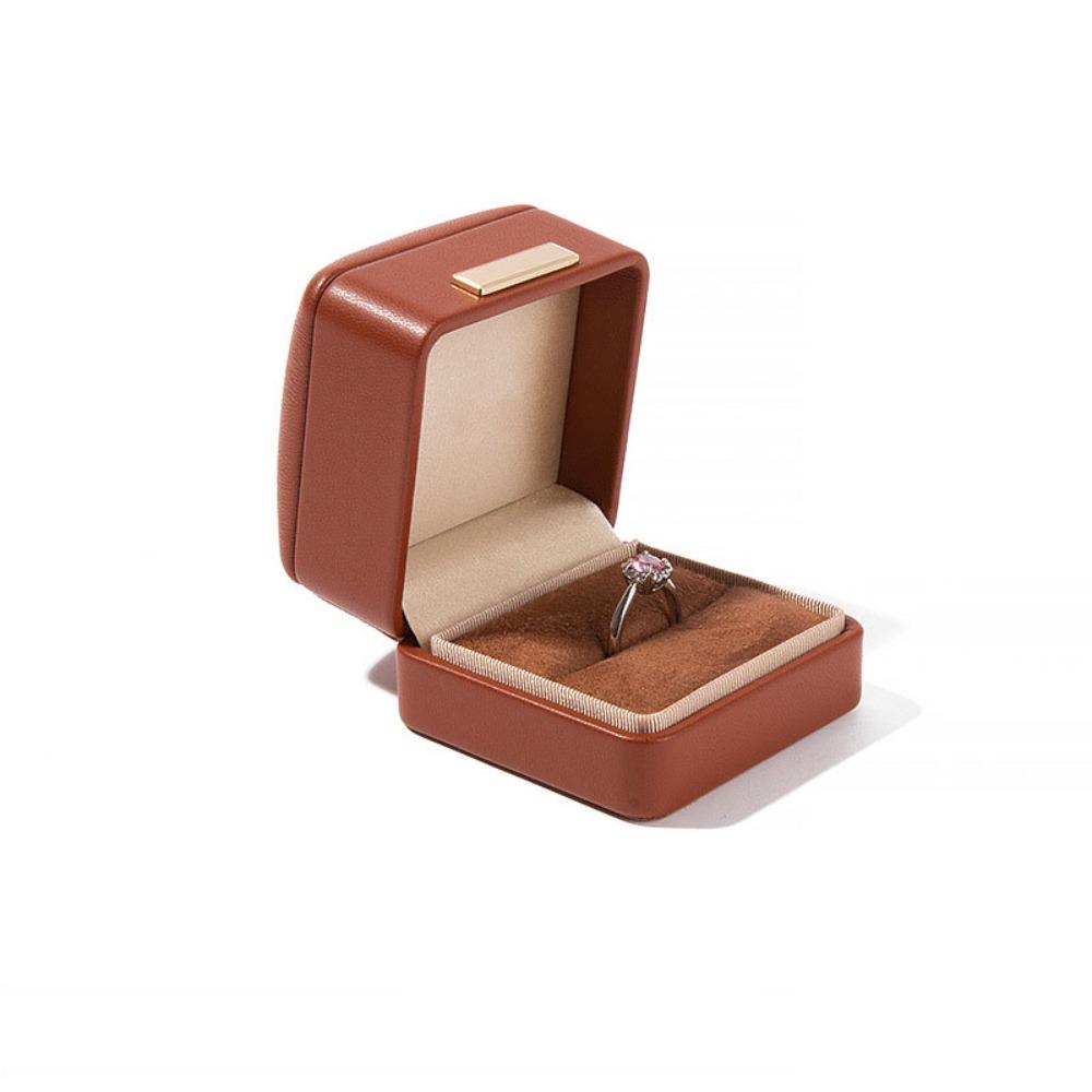 PU Leather Jewelry Packaging Box Round-cornered Premium Leather Ring Storage Box Gold Buckle Bracelet Box Jewelry Packaging