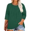Women's Solid Color Round Neck Plus Size Tops 3/4 Sleeves Elegant Shirt Tops