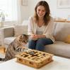 Cat Nail File Enrichment Box Wooden Board Toy With Bell Cat Scratch Puzzle Nail File For Indoor Kittens Pet Engages Instincts