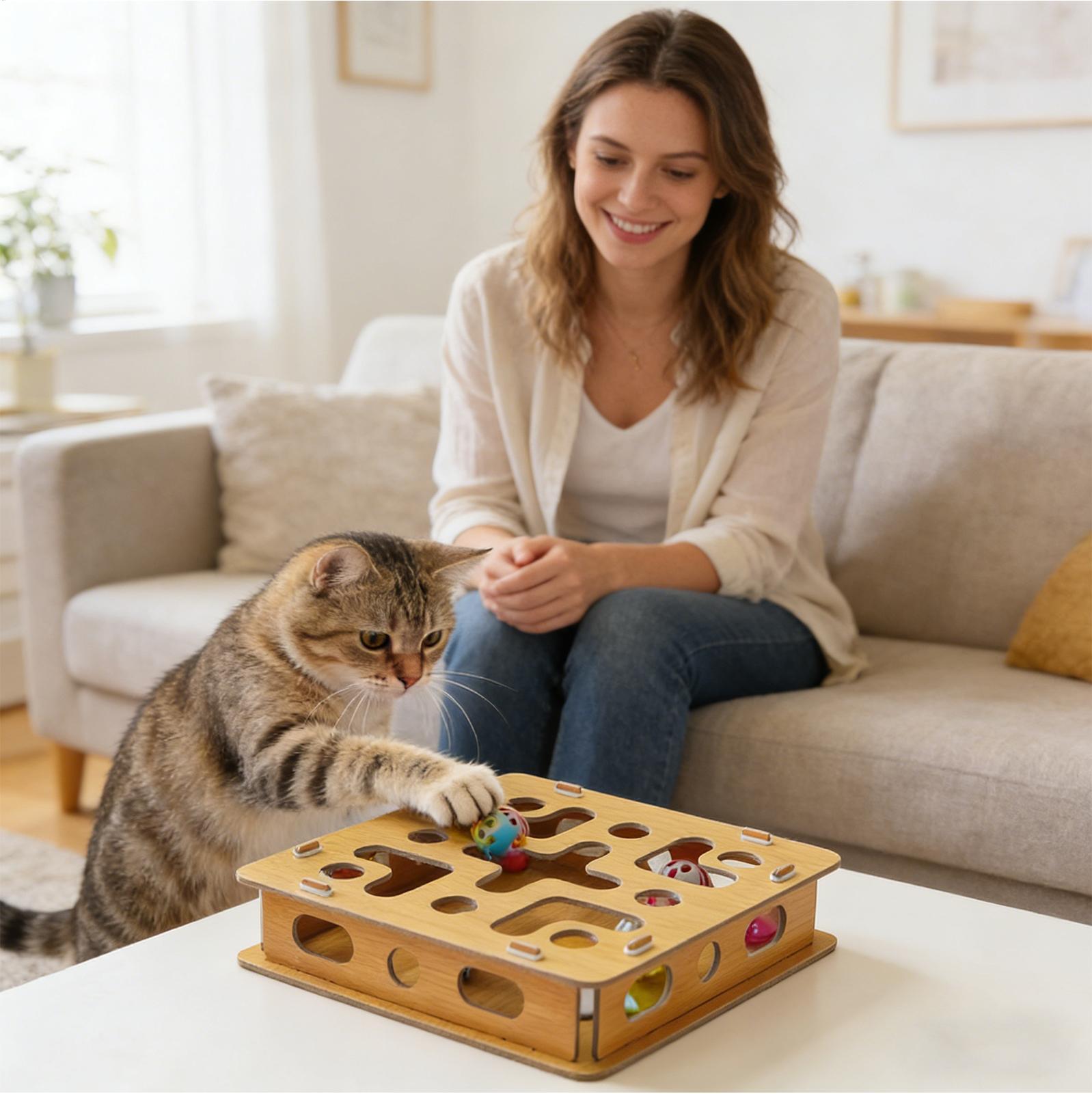 

Cat Nail File Enrichment Box Wooden Board Toy With Bell Cat Scratch Puzzle Nail File For Indoor Kittens Pet Engages Instincts China Mainland