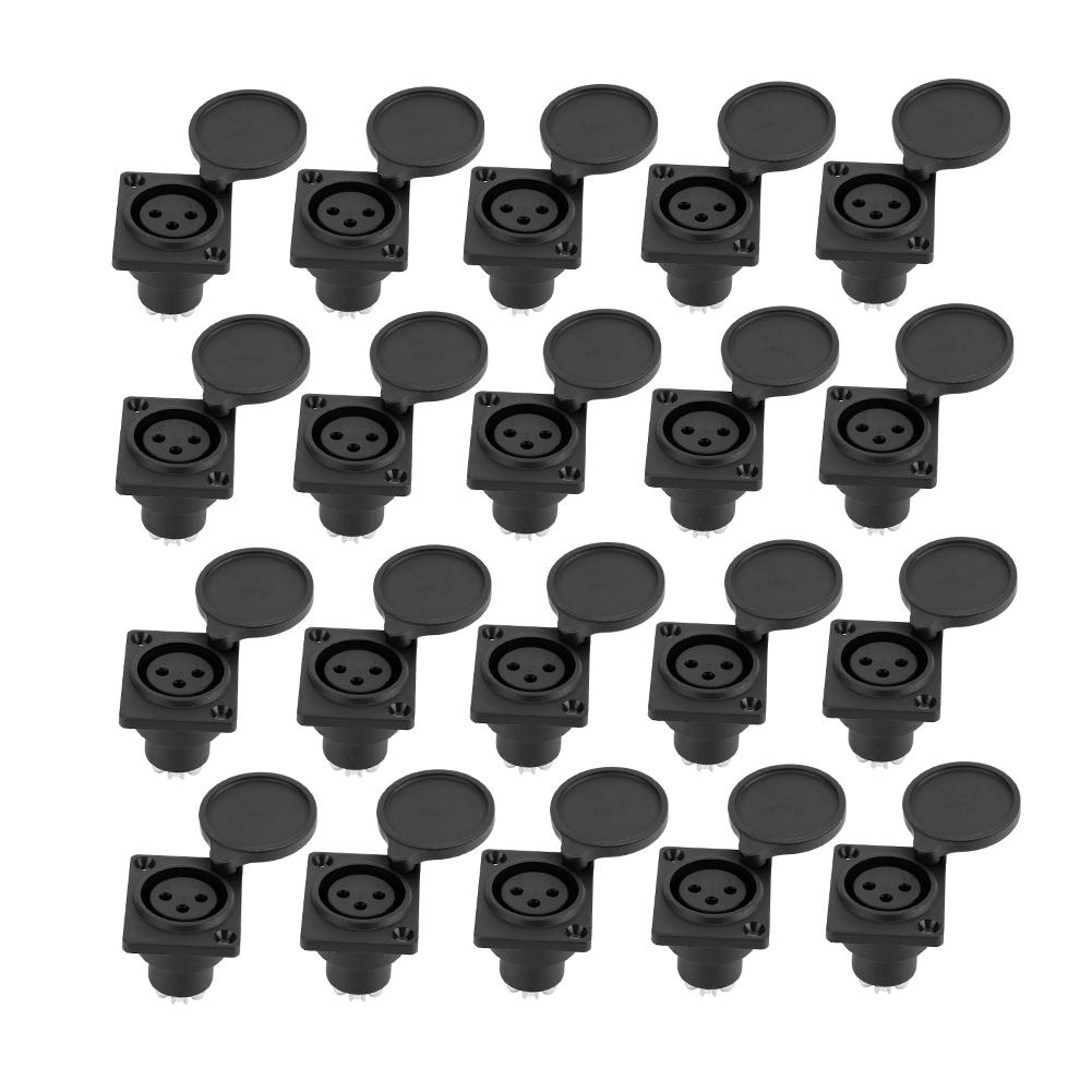 20pcs 3Pin XLR Connector Female Socket Audio Amplifier Adapter Plug with Waterproof Cover