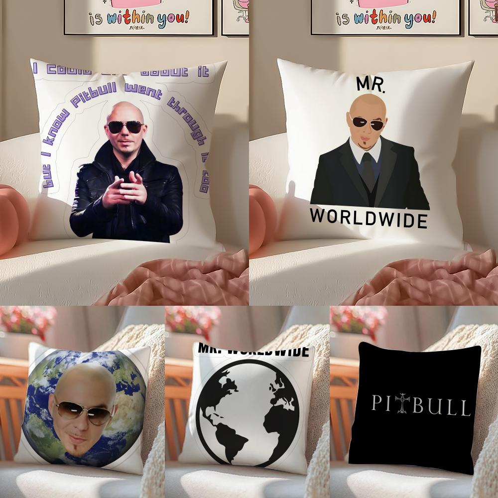 Mr Worldwide PPitbull Cushion Cover Pillowcase Short Plush Invisible zipper Room Sofa Cushion Cover