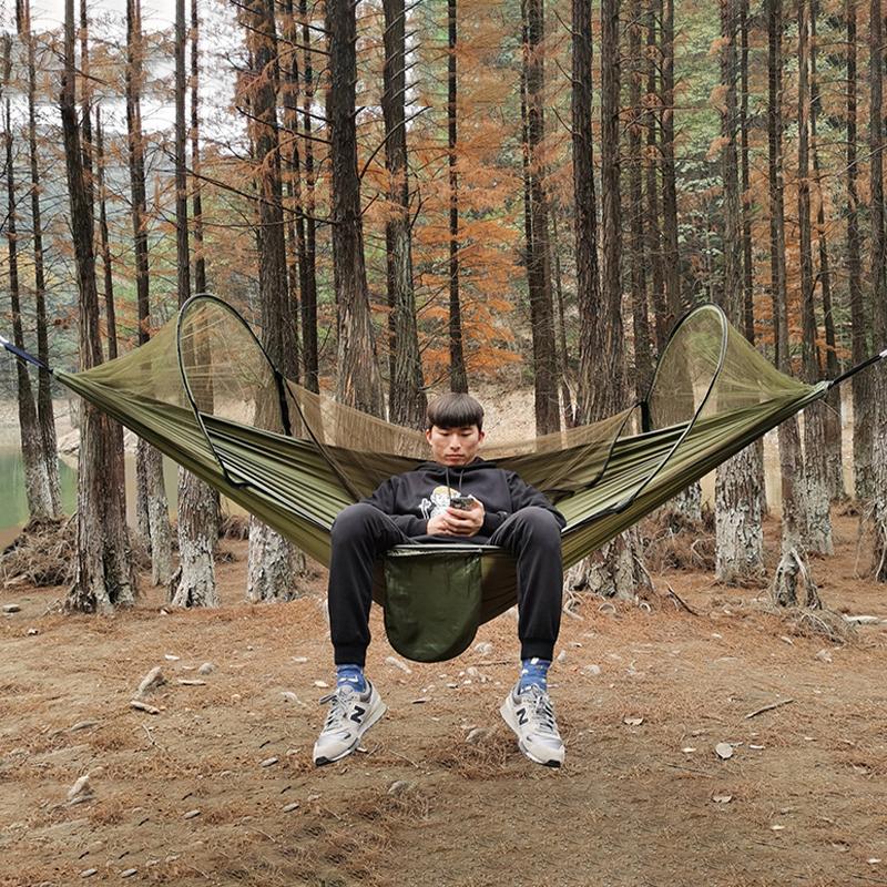 1Pc Anti-Side Flip Mosquito Proof Camping Hammock Mosquito Net with Insect Net Portable Outdoor Hammock Lightweight Travel Bed