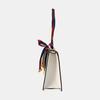 [Pre-Owned] Sylvie Gold Buckle Striped Web Satin Bow Wide Shoulder Strap Leather Handbag - Good #ECHIWD