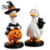 Talos Halloween Gås Figur, Heks Hat Harpiks Ornament, Sød Spøgelse Statue til Bordplade Kaminhylde Feriedekoration