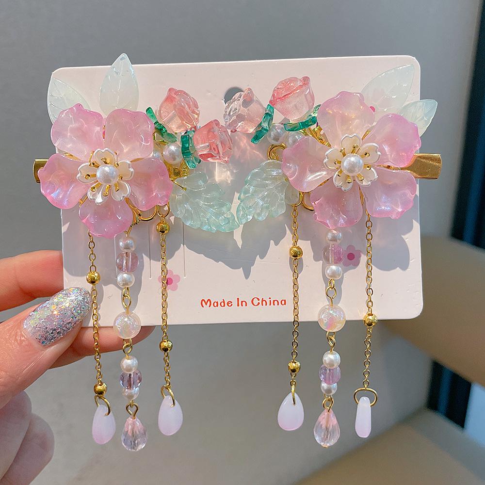 

Детские аксессуары для волос в стиле ханьфу: Заколки для волос с кисточками в виде цветка феи для костюма