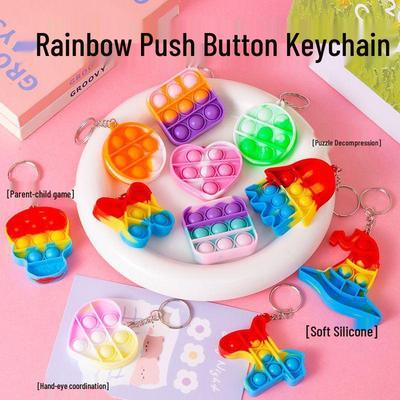 Bubble Pop Fidget Keychain Toy for Kids - Rainbow Design