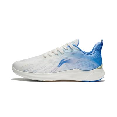 Li Ning Cushioning Slip Resistant Breathable Lightweight Low Top Sprint Running Shoes Men's White Blue ARSU081-1