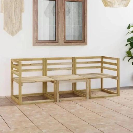 Garden 3-Seater Sofa, Green-Impregnated Pine Wood