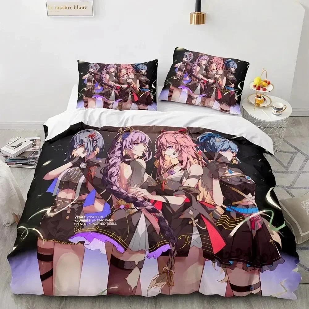 Anime Game Genshin Impact Ganyu Bedding Set Duvet Cover Bed Set Quilt Cover Pillowcase Comforter king Queen Size Boys Adult