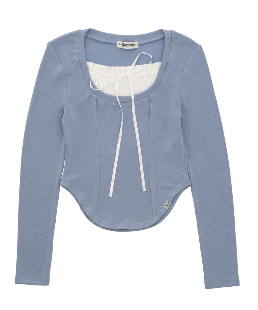 DELICCENT Victorian Shirred T-Shirt [Blue]