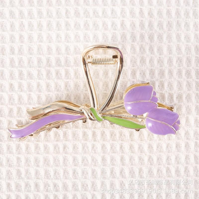 Stilig Fresh Temperament Oil Drop Floral Metal Shark Hair Clip
