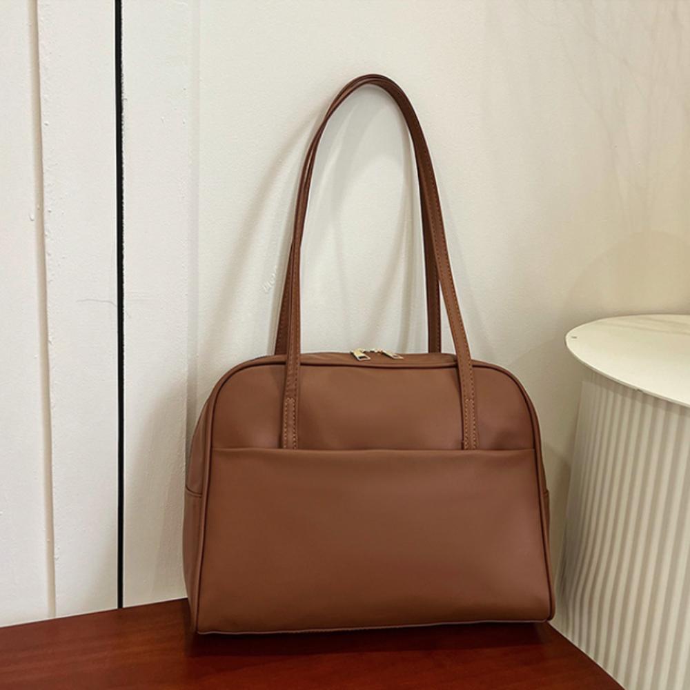 

Сумка-тоут из искусственной кожи в корейском стиле, большой вместимости, женская, модная, бостонская, на плечо, для леди коричневый