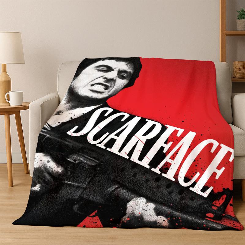 Scarface Classic Movie Tony Flannel Blanket Soft Warm Blanket Throw Blanket for Bedroom Living Room Bed Travel Picnic Gift kid