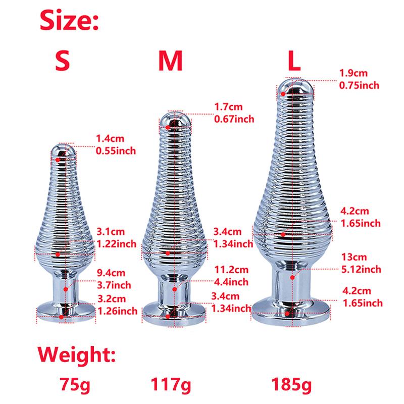 Thread Surface Silvery Stainless Steel Anal Plug Crystal Base Butt Plug Sex Toys For Women Men Adult Toys Anal Toys Sex Shop