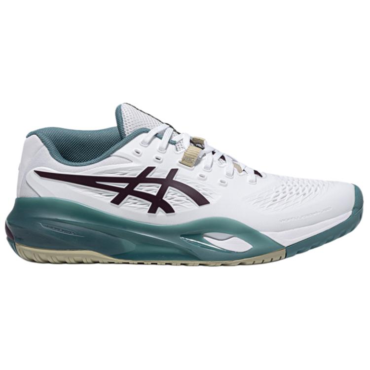 Asics Gel-Resolution X Stoff Weiter Schnitt Gute Flexibilität Und Grip Haltbarkeit Rutschfest Niedrig geschnittene Tennisschuhe Herren Sneaker Weiß Grün 1041A487-104