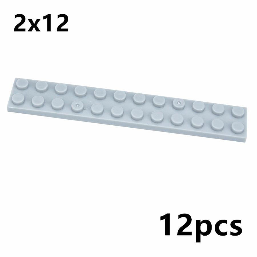 12Pcs Thin Long Plate 2x12 Dots DIY Building Blocks Figures Color Educational Creative Size Bricks Toys Compatible With 2455