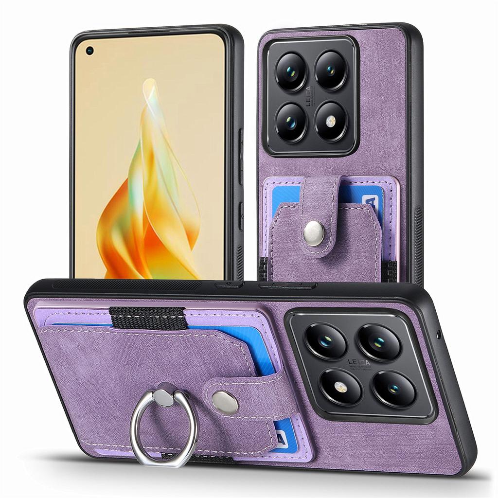 Para Capa de Celular Xiaomi 14T Pro Capa Traseira de Couro com Suportes para Cartões Suporte