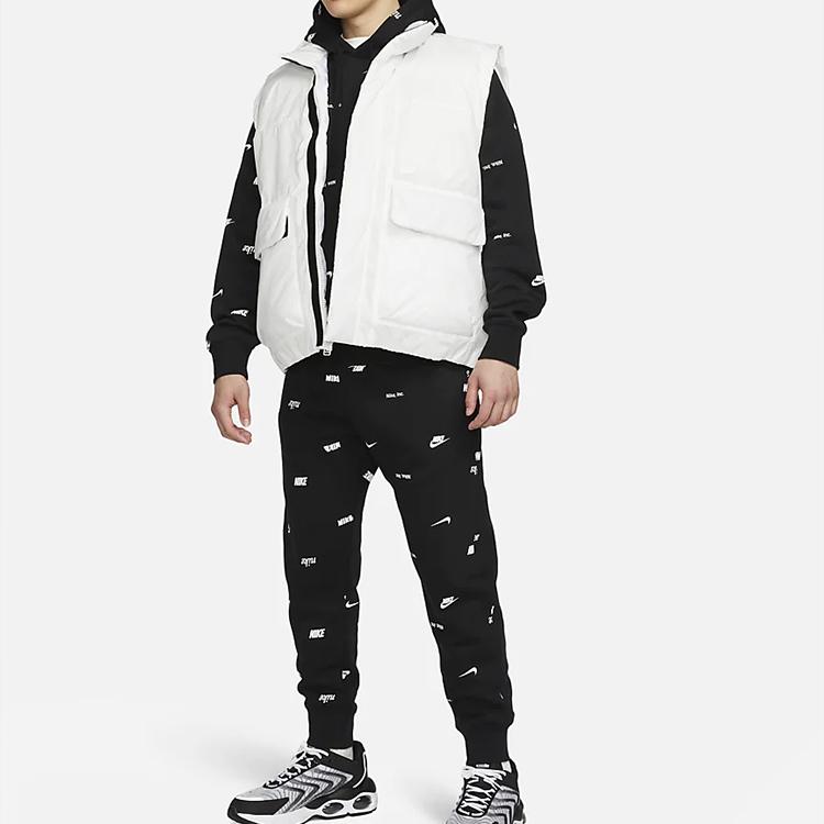 Nike Club Fleece All-Over Print Hoodie Men Sweatshirt Black FB7435-010