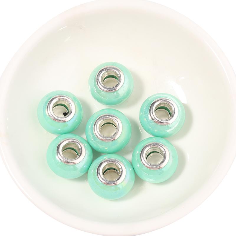 

20pcs 14x9mm AB Color Resin Beads Imitation Ceramic Beads For Jewelry Making Loose Spacer Big Hole Beads DIY Necklace Bracelet светло-зеленый