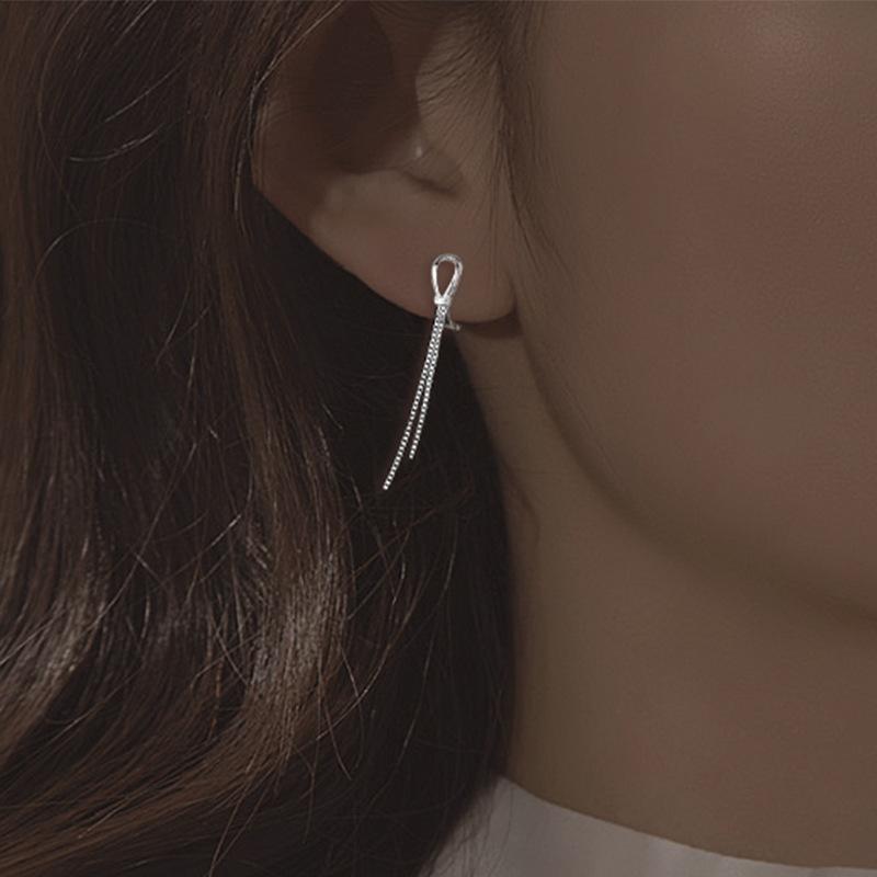 S925 Sterling Silver Fringed Stud Earrings Jewelry Light Luxury Fashion Jewelry Gifts