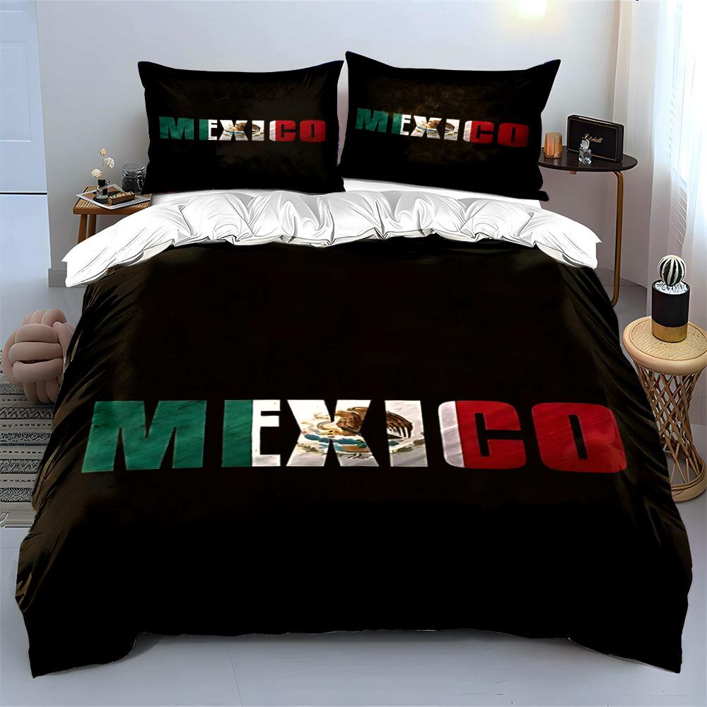 "Mexico Flag Letters Design." Bedding Sets Duvet Cover Sets Duvet Covers Pillowcases(1*Duvet Cover 2*Pillowcases Without Duvet Insert)