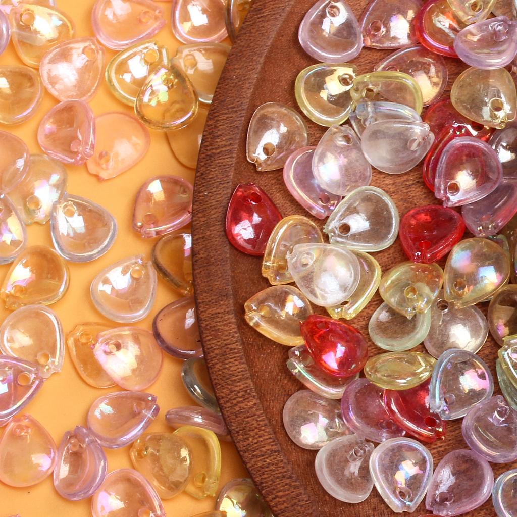 100pcs 10.8*12.4mm Fashion Acrylic Petal Loose Beads Creative Beading Material DIY Bouquet Necklace Bracelet Accessories