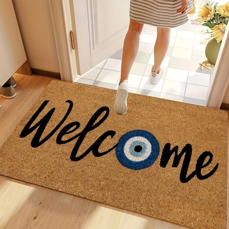 Funny Good Vibes Floor Mat Evil Eye Protection Welcome Doormat for Living Room Balcony Bedroom Creative Entrance Area Carpet