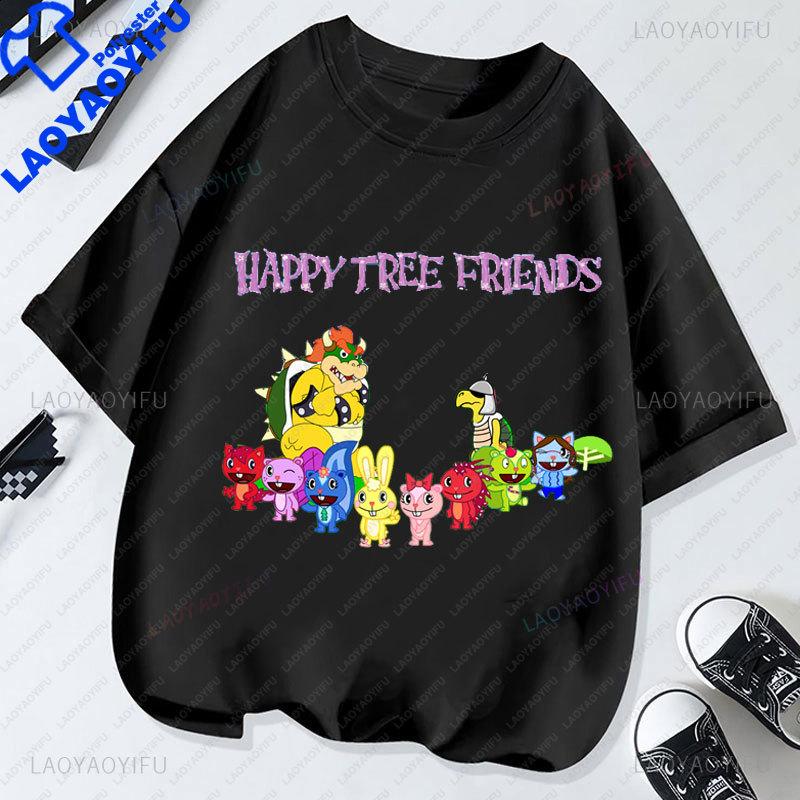 T-shirt Cartoon Happy Tree Friends Anni '80 '90 Vintage Grafica Manica Corta Per Coppia Singolo Articolo Unisex Unisex Abbigliamento Taglie Forti