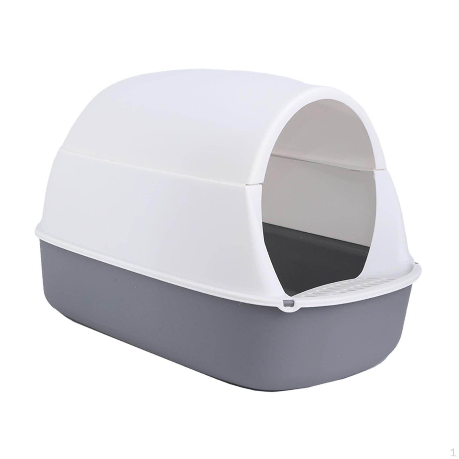 

Covered Cat Litter Box for Large Cats with Odor Control and Easy Access серый