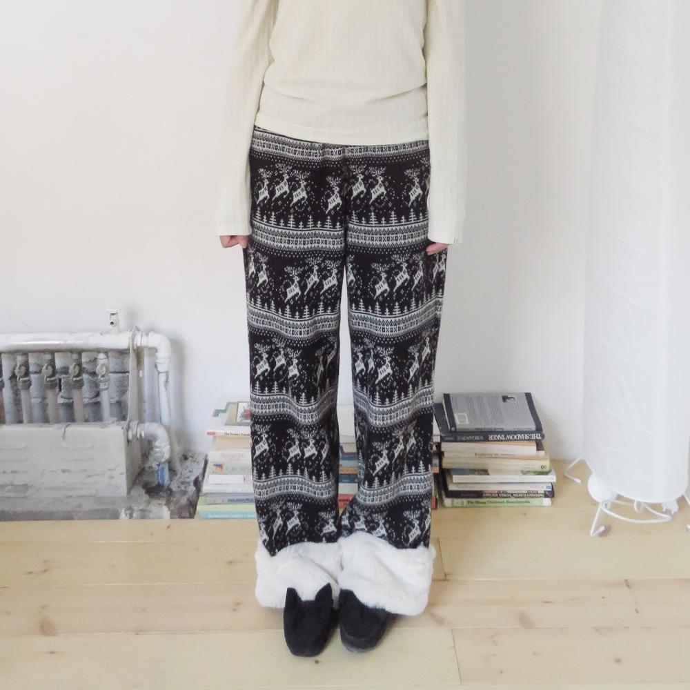 FUNFROMFUN Nordic Fur Pants, Black